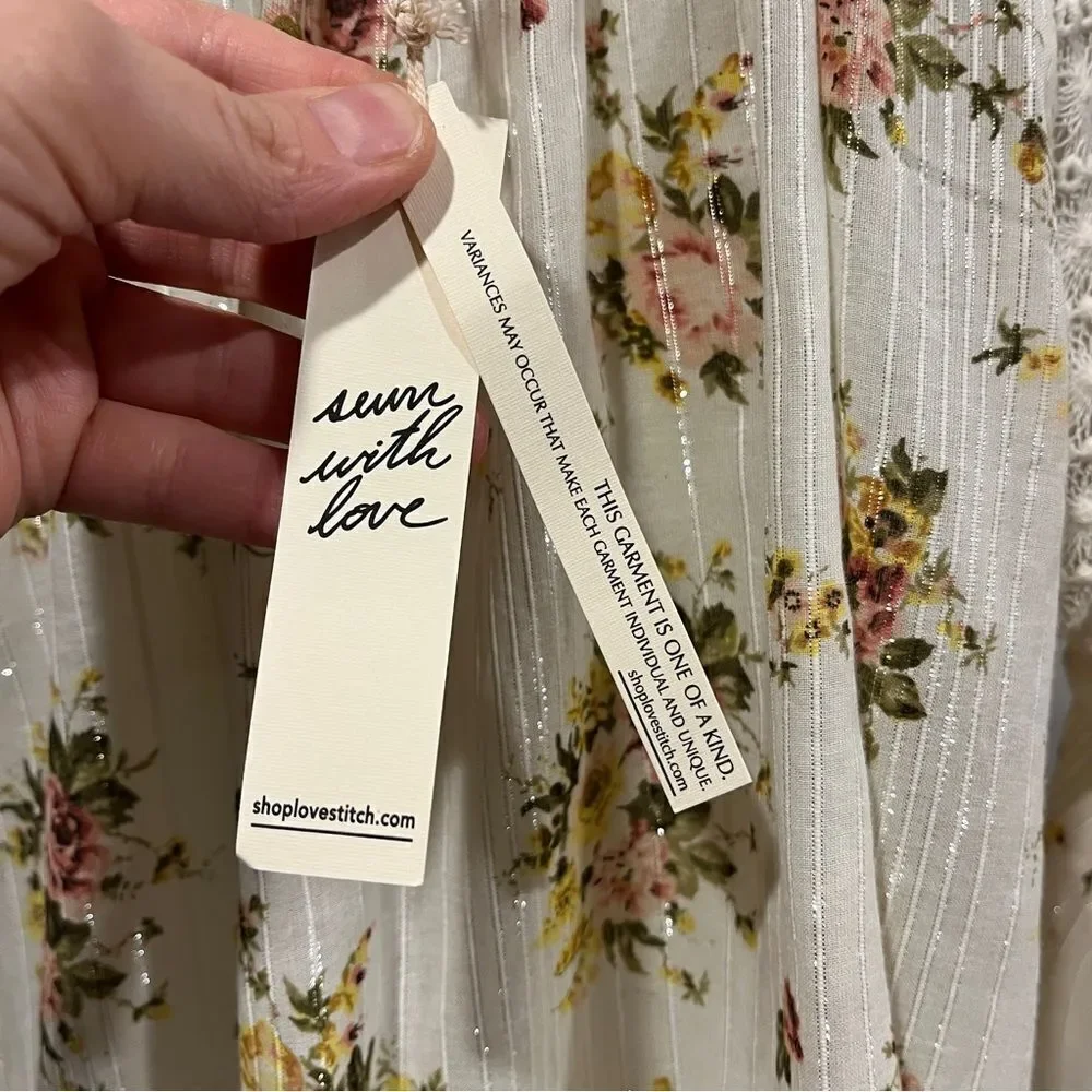 Lovestitch floral long sleeve oversized‎ blouse size M Medium - Picture 11 of 15